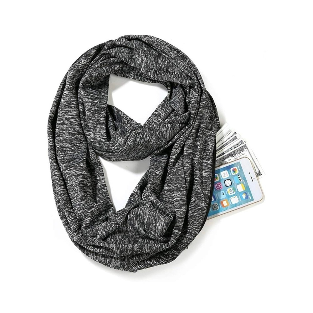 Infinity Scarf with Hidden Zipper Pocket Lightweight Travel‎ Wrap for Women